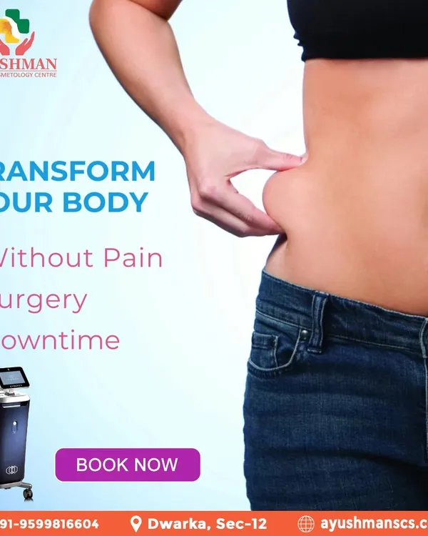 (Hero Media) We believe you can achieve your ideal body shape without invasive procedures. This graphic highlights our commitment to non-surgical body contouring, offering a path to transformation that is free from pain, surgery, and downtime by targeting stubborn fat on areas like the abdomen.