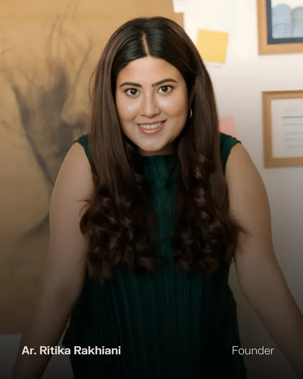 I am Ritika Rakhiani, the founder and principal architect of UrbanMistrii. My design philosophy is rooted in storytelling and creating spaces that have a soul. I believe in working with a place's quirks and weaving its story into a timeless narrative.