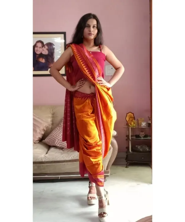 The dhoti-style saree is one of my favorite ways to create a comfortable yet super stylish look. It's easy to move in and has a bold, modern edge. I can teach you how to drape your own sarees this way or style one for you for any event.