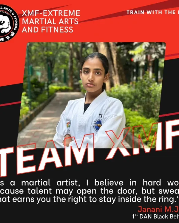 Meet Janani M.J, a 1st DAN Black Belt from Team XMF. She embodies our belief that hard work and sweat are what earn you the right to stay in the ring.