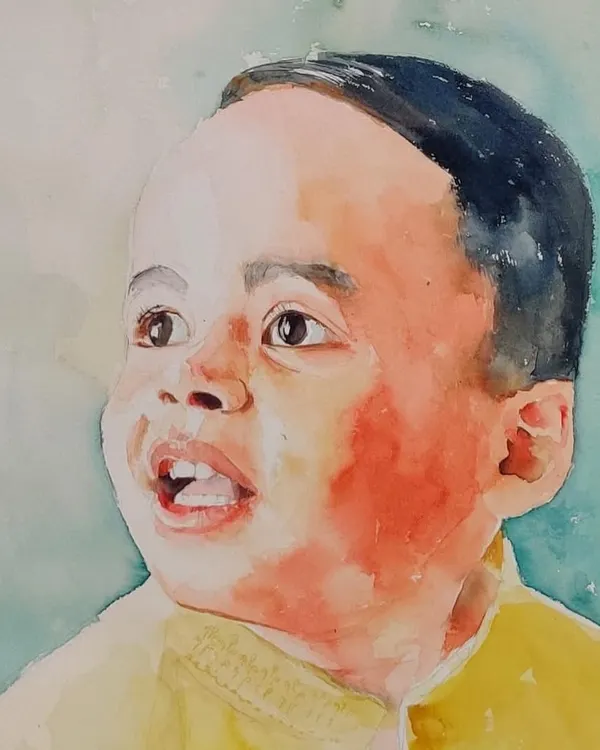 A commissioned watercolor portrait of a client's child. The goal was to capture that look of wonder and innocence. This is the kind of personal, soulful work I love to do.