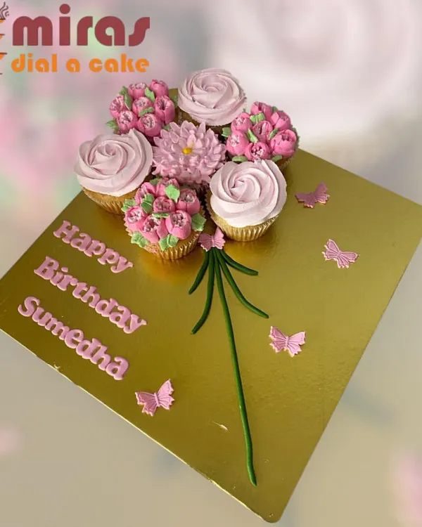 This cupcake bouquet is a beautiful and delicious alternative to flowers for a special birthday. Each cupcake is topped with hand-piped buttercream roses and other floral designs, creating a stunning and edible arrangement.