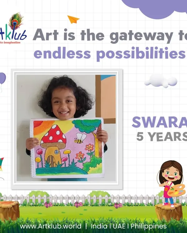 Five-year-old Swara's whimsical mushroom house is a perfect example of how art is a gateway to endless possibilities for our youngest students.