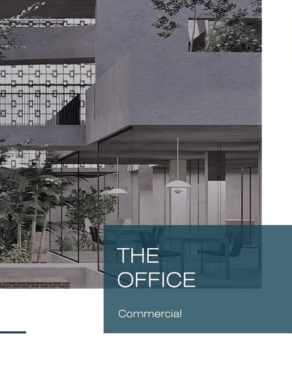 Our design for a commercial office space. The concept is centered on creating a healthy work environment by maximizing views of surrounding nature and incorporating a central courtyard for natural light and ventilation.