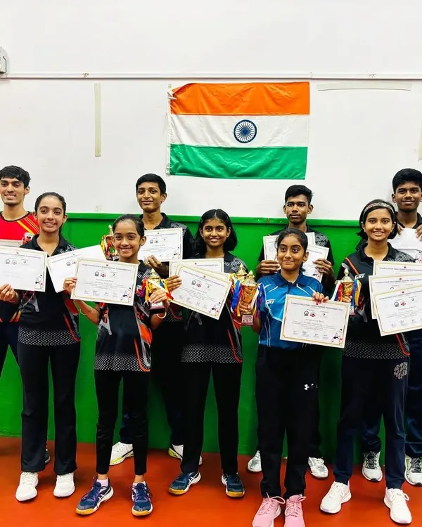 Our academy's winners from the 1st Thane District Tournament of 2024, posing with their certificates under the Indian flag. This image represents the culmination of hard work and successful event participation.