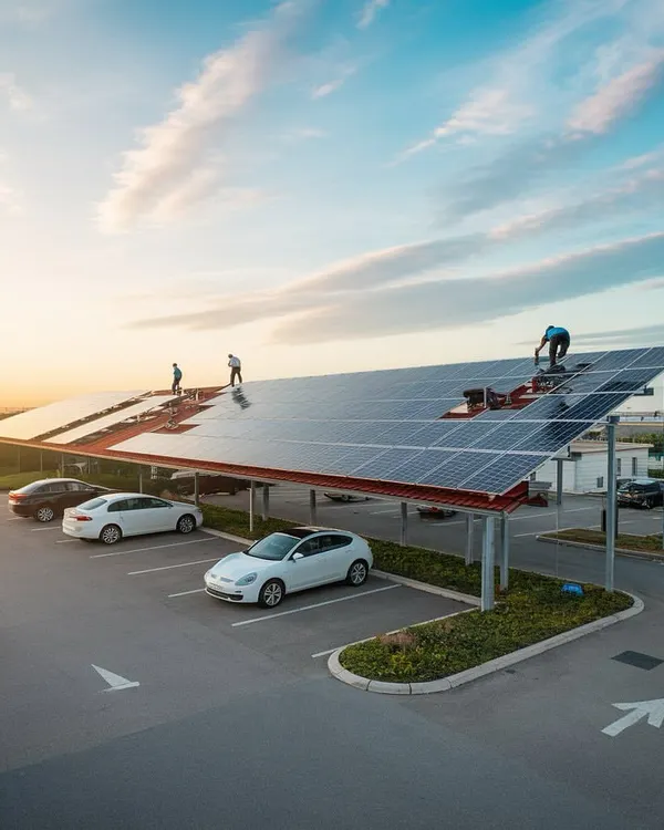 This is what I call a smart parking spot. Your car stays cool under a sturdy, elevated solar carport, and the panels on top generate electricity to slash your power bills. It’s a win-win, boss.