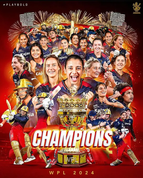 This one is for the fans. A graphic celebrating our incredible RCB team that won the WPL 2024 title. This is a testament to the team's collective courage and bold play.