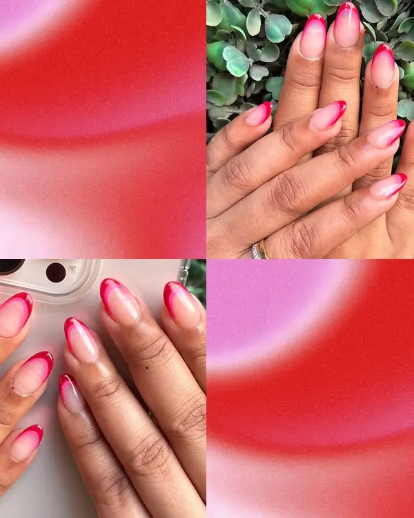 A vibrant and trendy take on the French manicure. I used a bright red for the tips on a clean, sheer base for a look that is both chic and bold.