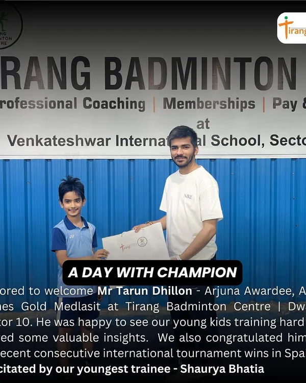 We were honored to welcome Arjuna Awardee and Asian Games Gold Medalist, Mr. Tarun Dhillon, to our Dwarka center. He shared valuable insights with our young players and was felicitated by our youngest trainee.
