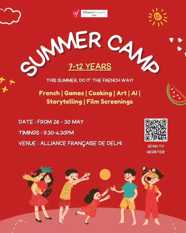 This summer, let your child do it the French way! Our summer camp for kids aged 7-12 is packed with French lessons, games, cooking, art, AI workshops, storytelling, and film screenings.