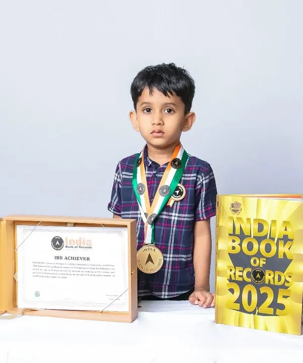 Meet Samvidh M.V., an official India Book of Records achiever from Prayag. He amazed everyone by naming 109 dinosaurs in under 5 minutes. We are so proud of our little dino champ.