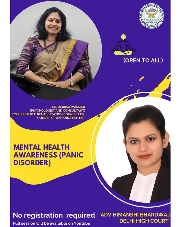 As an advocate, I understand the immense stress legal issues can cause. This is a poster from a Mental Health Awareness session on panic disorders that I organized to provide support and guidance.