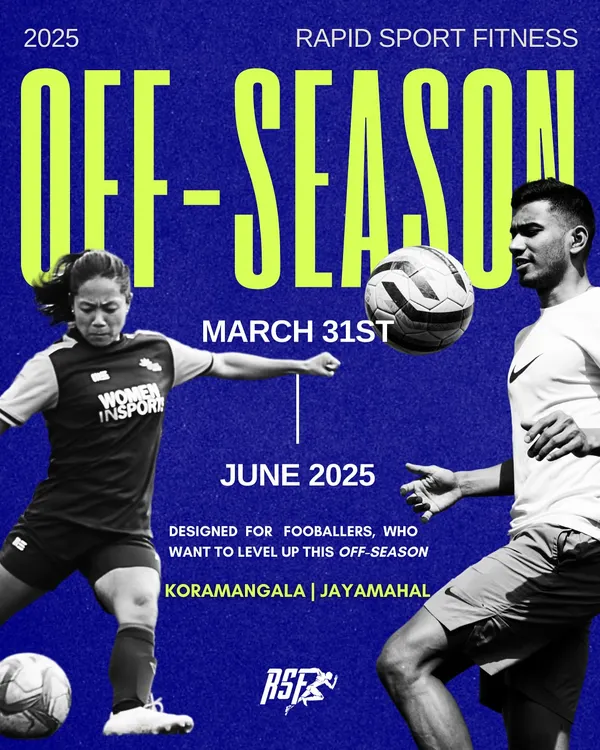Announcing our 2025 Football Off-Season program. This is where serious footballers come to level up their game with sport-specific S&C, injury prevention, and performance testing at our Koramangala and Jayamahal centers.