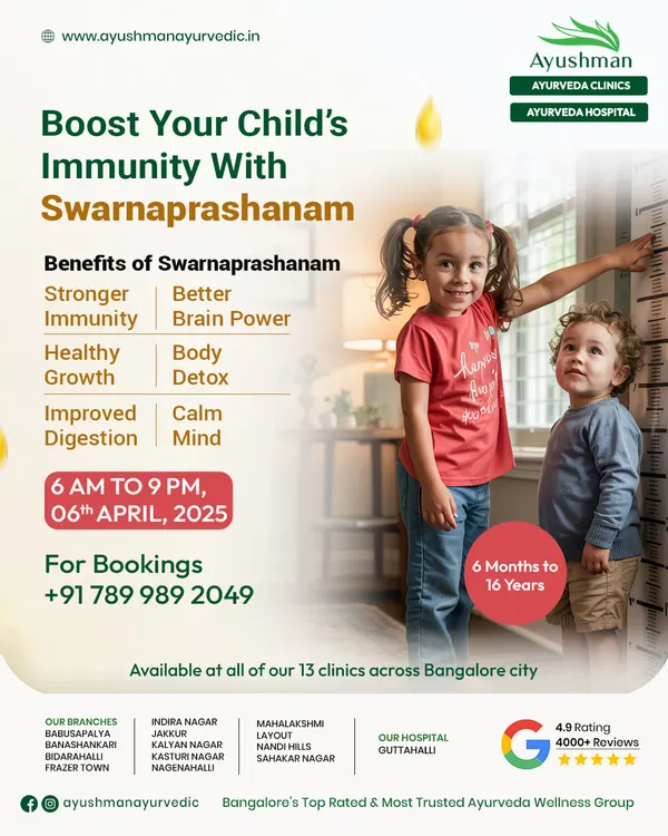 Track your child's healthy development with our support. Swarnaprashanam is designed to promote healthy growth, improve digestion, and build a strong foundation for lifelong wellness.