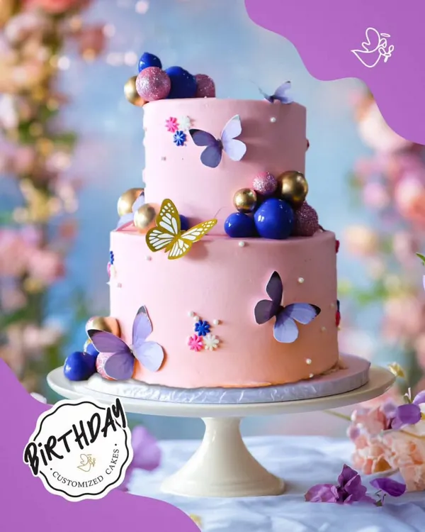 This two-tier butterfly cake was a dream to create for Dhwani in Sushant Lok. The delicate pink fondant and fluttering butterflies make it a truly magical centerpiece for a special birthday celebration.