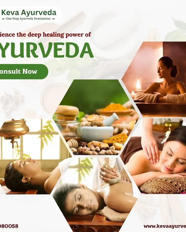 Experience the deep healing power of Ayurveda through our signature therapies. This collage showcases some of our key treatments, including relaxing massages, Shirodhara, and herbal preparations designed for holistic rejuvenation.