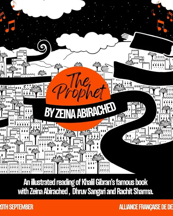 This is the hero item. A poster for a unique trilingual musical reading of Khalil Gibran's "The Prophet" at Alliance Française de Delhi. This event, a collaboration with a French-Lebanese graphic novelist and a musician, shows how I blend poetry with other art forms to create immersive literary experiences.