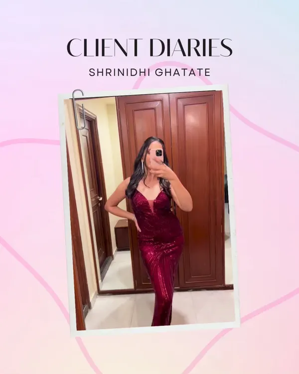 Client Diaries: Shrinidhi Ghatate looks absolutely stunning in this red sequin gown. Seeing my clients shine is the best part of my job.