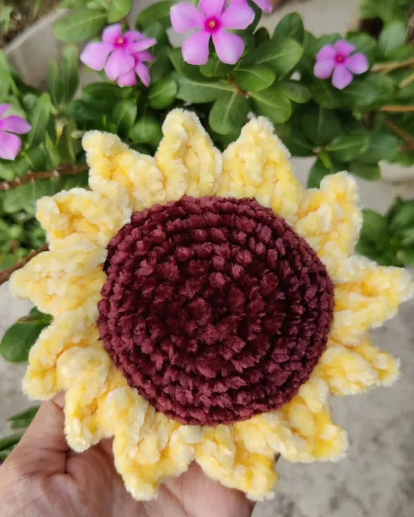 A plush, velvety sunflower to brighten up your day.