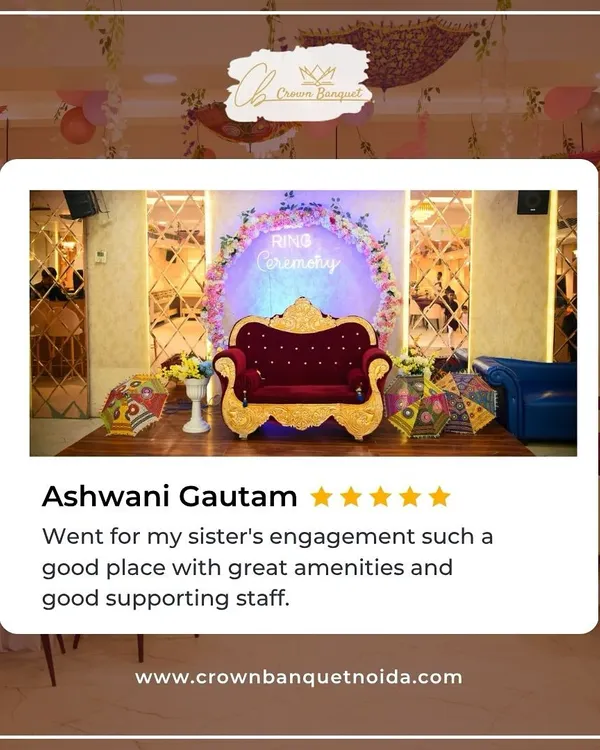 This 5-star review from Ashwani Gautam for his sister's engagement highlights our great amenities and supportive staff. We strive to make every family event a seamless and happy one.