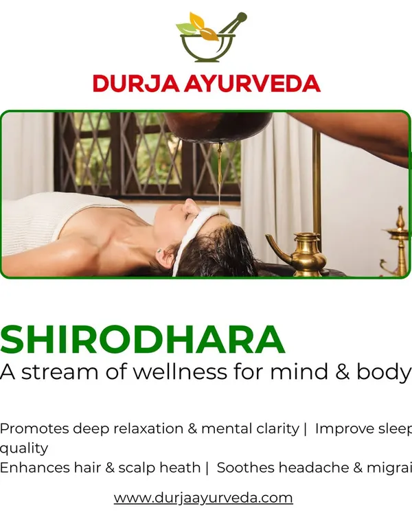 Shirodhara involves a continuous stream of warm herbal oil poured onto the forehead. This therapy promotes deep relaxation, enhances mental clarity, and is an effective natural remedy for headaches and poor sleep.