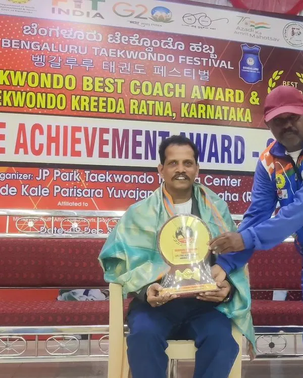 I was honored to receive the Taekwondo Kridarathna Karnataka Lifetime Achievement Award in 2023. I dedicate this achievement to my students, their parents, and my family who have always supported me.