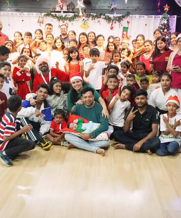 Celebrating Christmas with our entire Zumbamania family, including members from our music academy. Our studio is a place for community, bringing together people of all ages to share joy and festivities.
