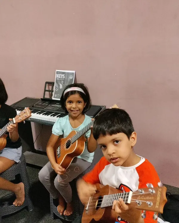 Welcome to our music adda! We believe learning is best done together, and our ukulele stars Dhani, Aathvika, and Joy are the perfect example of the fun and friendship that music builds.