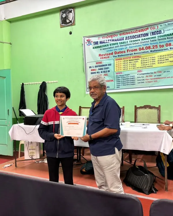 I am incredibly proud of Mihika Udupa for securing the Gold medal in the U13 Girls category at the Karnataka State Ranking Tournament. This title is a direct result of her hard work.