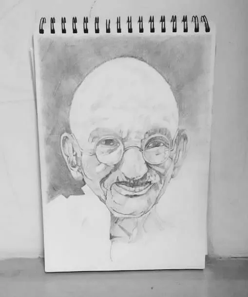 It is an outstanding submission by a student in my online class. This portrait of Mahatma Gandhi shows such great achievement and attention to detail.