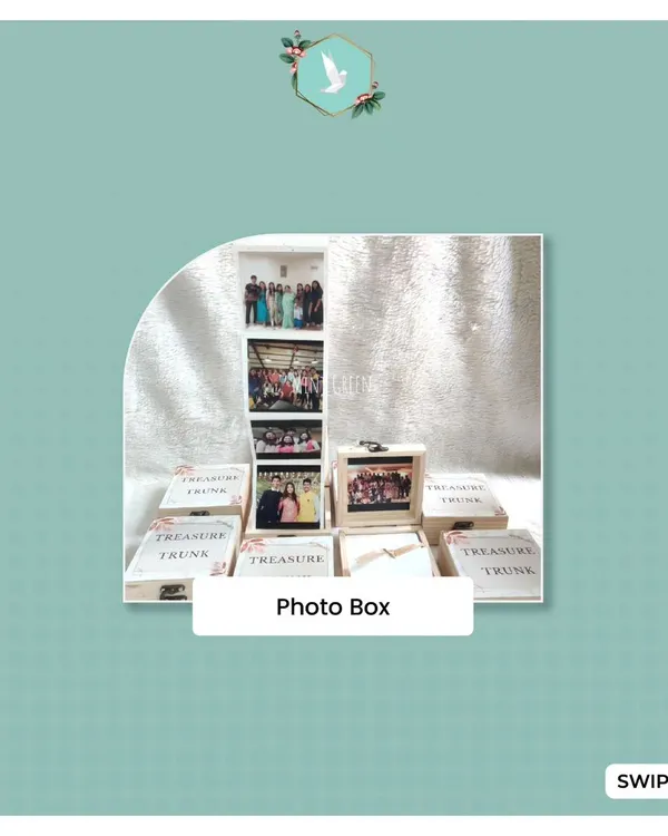 This personalized photo treasure trunk is a magical way to store cherished memories. The wooden box opens to reveal an accordion-style strip of photos, making it a deeply personal and handmade gift for any occasion.