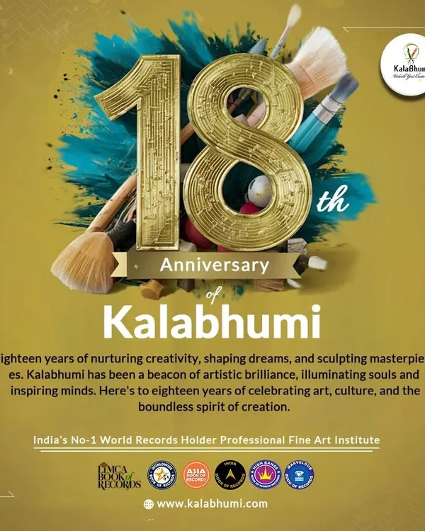 Celebrating 18 years of Kalabhumi. This incredible journey of nurturing creativity and shaping dreams has been possible thanks to our dedicated team, mentors, and wonderful students.