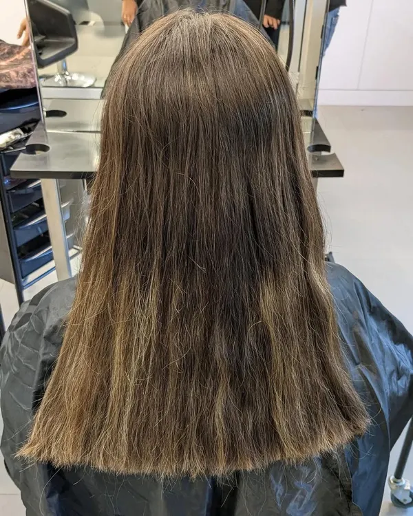 Before the transformation. This is our starting point: natural, untreated hair, ready for a beautiful Tobacco Brown and Irish Coffee-inspired color.