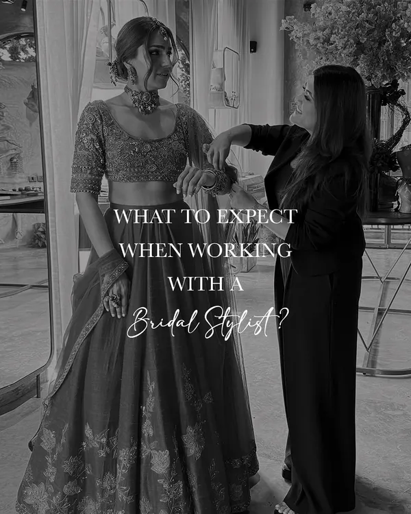 What to expect when working with a bridal stylist? This image captures a moment of collaboration and trust, as we work closely with the bride to perfect her look, ensuring every detail aligns with her vision.