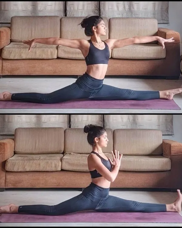 Finding stillness and breath in the full splits (Hanumanasana). This pose is a journey in itself, teaching patience as it deeply opens the hamstrings and hip flexors.
