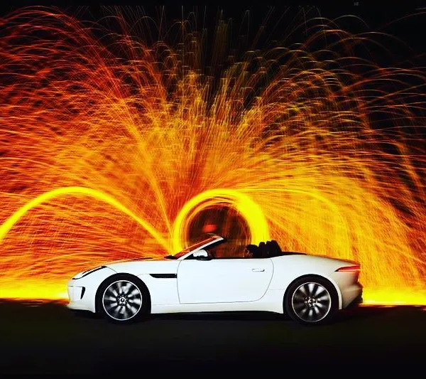 This is what happens when you mix high-octane performance with world-class engineering. I created this explosive light painting and pyrotechnic backdrop for a Jaguar F-Type photoshoot with Top Gear Magazine, capturing the car's raw power and speed.