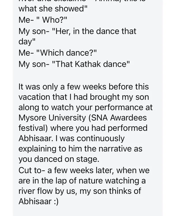 Reading this heartwarming message from a fellow dancer was a beautiful reminder of why we create art. To know that our performance could inspire a young child to connect art with nature is the most precious gift.