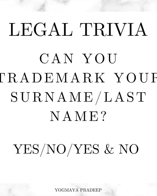Legal Trivia: Can you trademark your surname or last name? This is a frequent question in our practice, and the answer involves understanding the concept of "distinctive character" in trademark law.