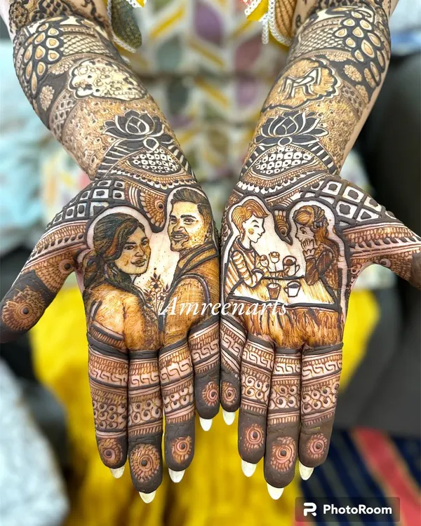 Your love story, drawn in henna. I specialize in creating detailed couple portraits that turn your hands into a beautiful canvas of your most cherished memories.