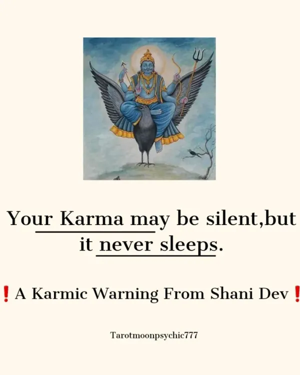 This is a karmic warning from Shani Dev. Your karma may be silent, but it never sleeps. This post is a reminder that our actions are always being recorded by the lord of justice.