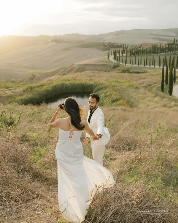 Your love story set against the iconic rolling hills of Tuscany. This is the essence of our destination pre-wedding photography, creating epic, sweeping portraits that feel both grand and intimate.