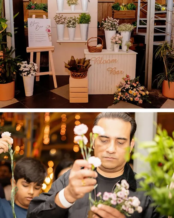 Our Bloom Bar in action. Guests love being able to select their own fresh flowers and create a personal bouquet to take home as a beautiful and memorable party favor.
