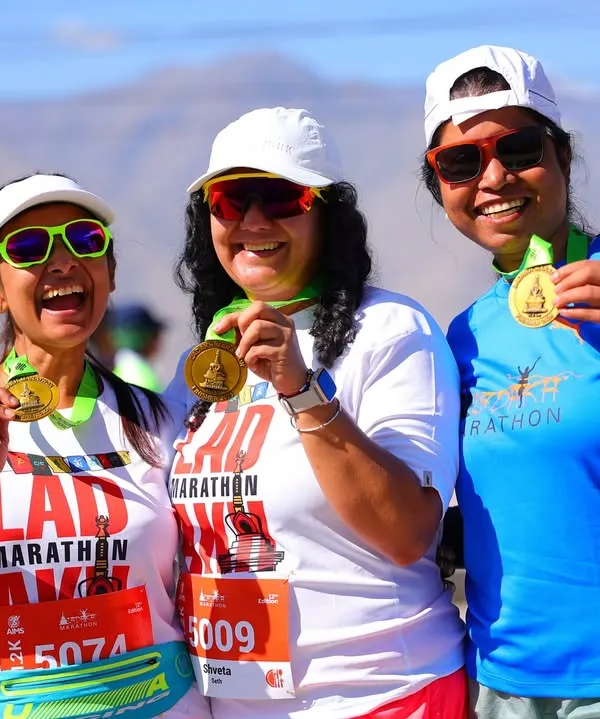 The smiles say it all. This is the moment of pure joy after conquering the Ladakh Marathon. My goal is to get you across the finish line, feeling strong and proud.