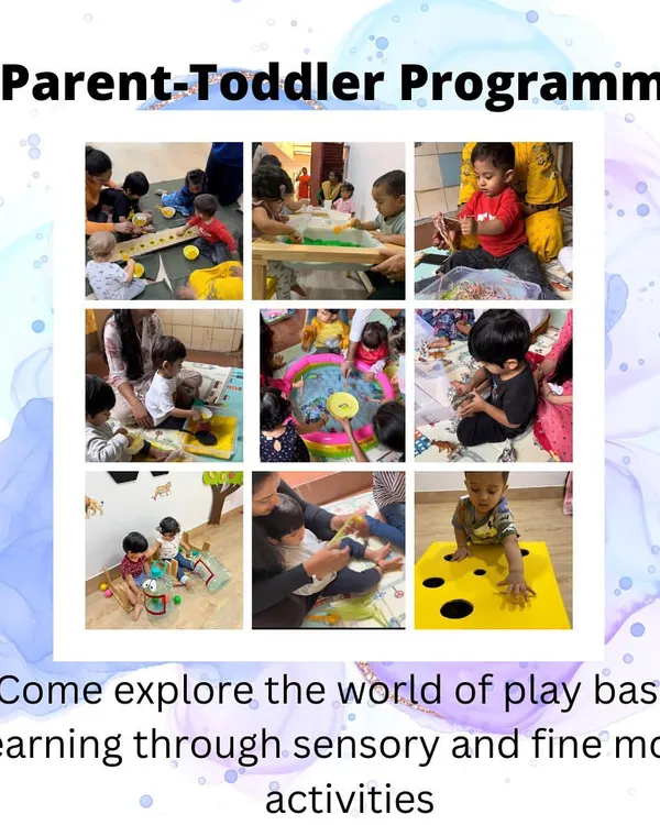 My Parent-Toddler Programme is designed for children aged 1 to 2.3 years. Join us to explore the world of play-based learning through sensory activities and fine motor skill development in a supportive group setting.