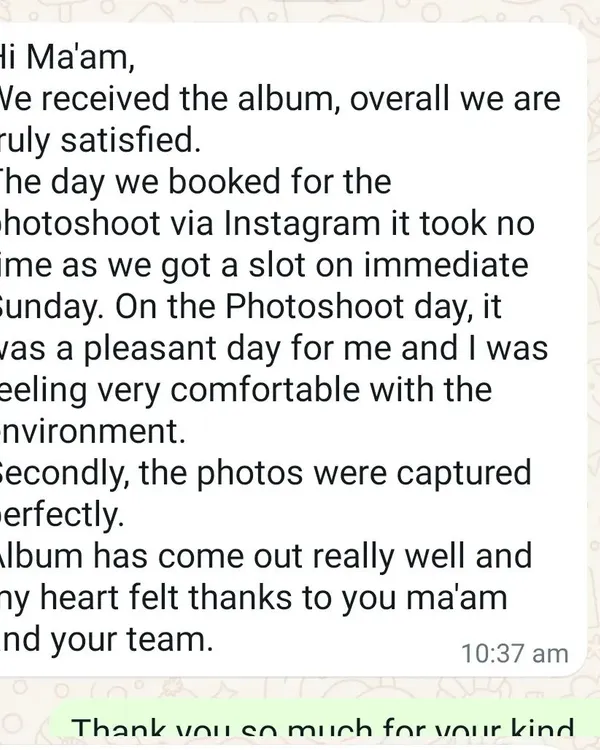 Your kind words mean the world to me! I'm so happy you felt comfortable and that you love your album. Creating a pleasant and memorable experience is always my top priority.