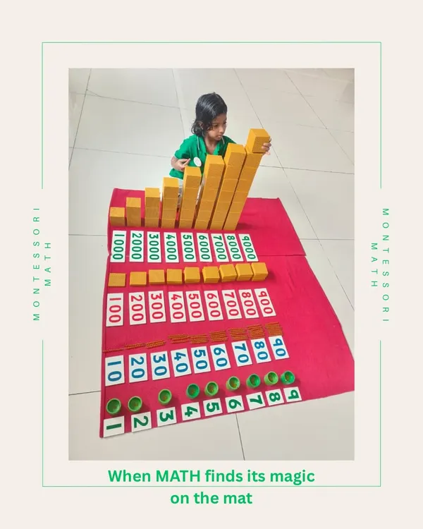 Here, a child discovers the magic of the decimal system. Using our Golden Beads and number cards, she is not just learning math; she is building a concrete understanding of quantity and place value, turning an abstract concept into a tangible, exciting puzzle.