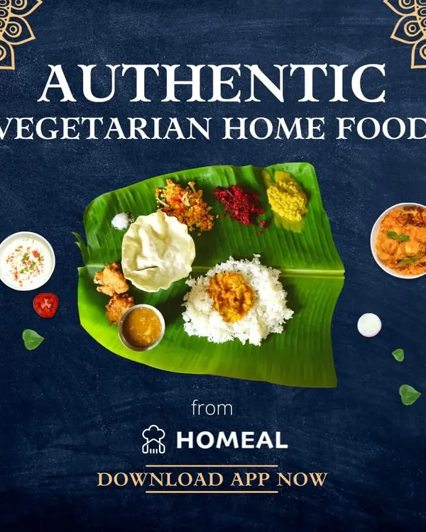 This is what we stand for: authentic vegetarian home food. A simple, wholesome meal served on a traditional banana leaf represents the purity and taste you can expect from our home chefs.