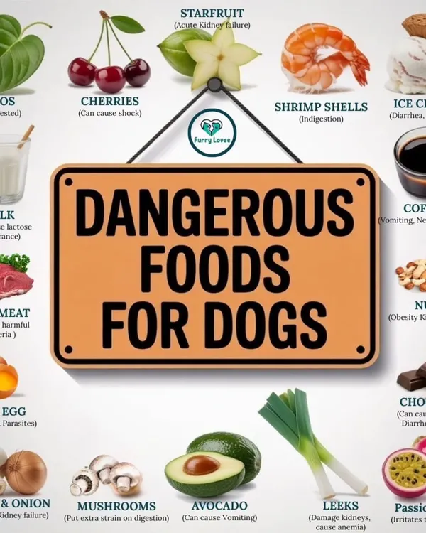 Knowing which human foods are dangerous for dogs is critical for their safety. This guide shows common items like chocolate, onions, and grapes that should always be kept out of reach.