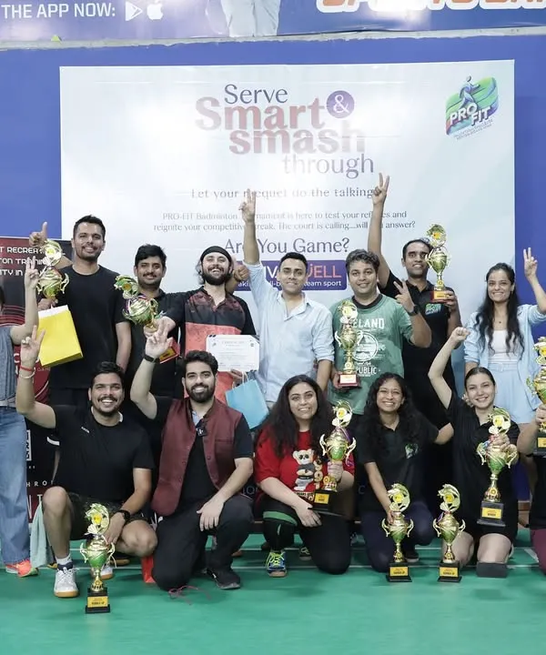 This is what success looks like. A court full of professionals from Pernod Ricard India, celebrating a day of intense competition and team-building. We organize events where everyone, from beginner to experienced player, leaves with a smile and a trophy.