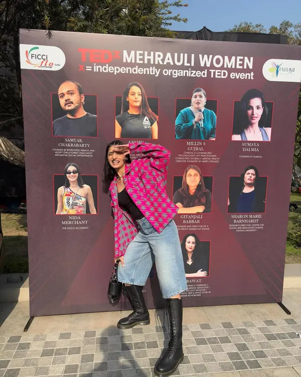 Posing next to the speaker lineup for my TEDx Mehrauli Women talk. It was an honor to be included with such an inspiring group of people and to share my perspective on the creative industry.